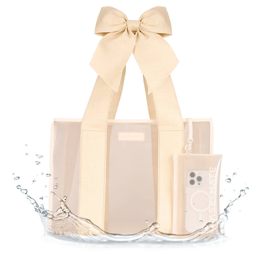 Special Edition Bow Ecru Raffia Jelly Tote With Phone Pouch