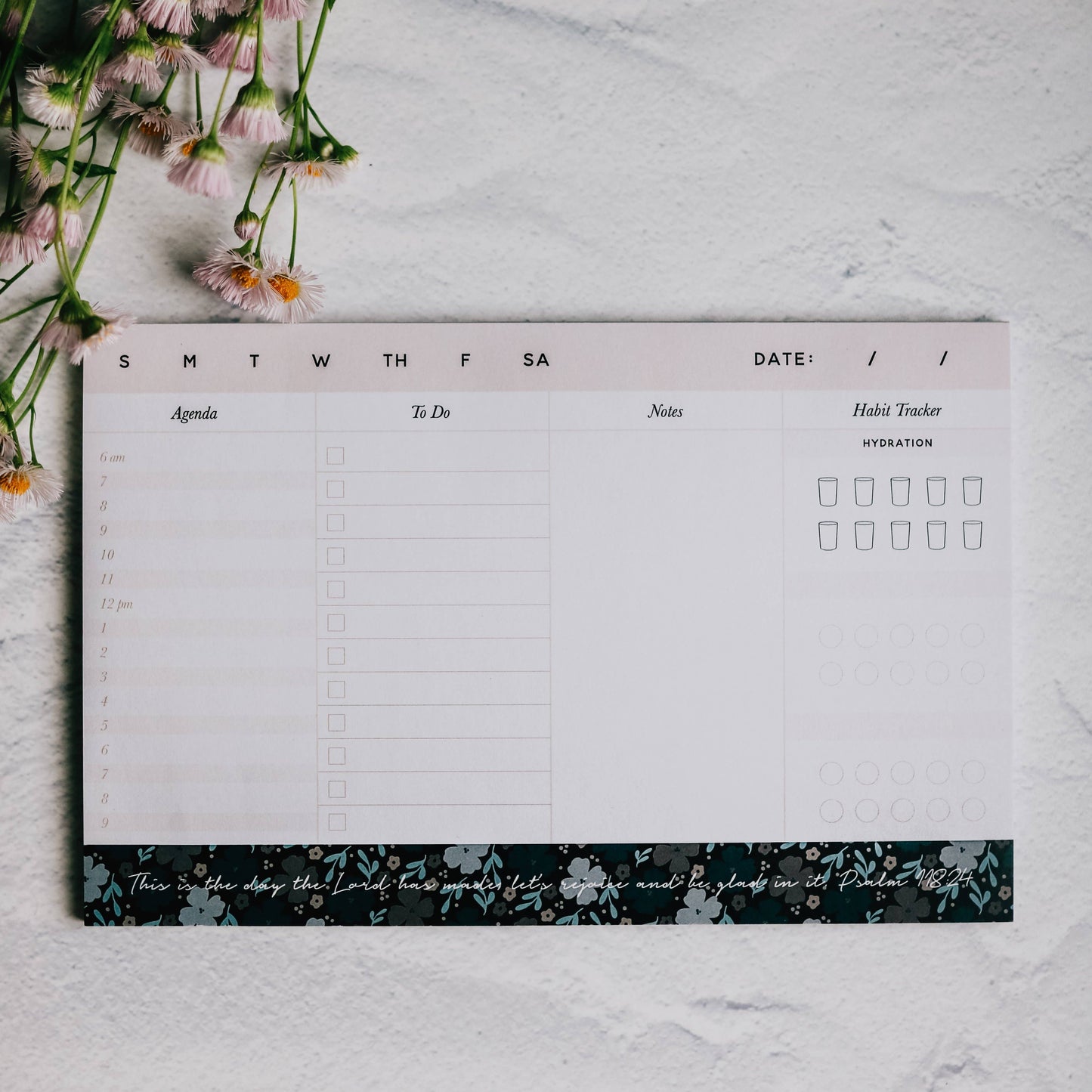 Weekly Agenda Notepad | Teal Floral