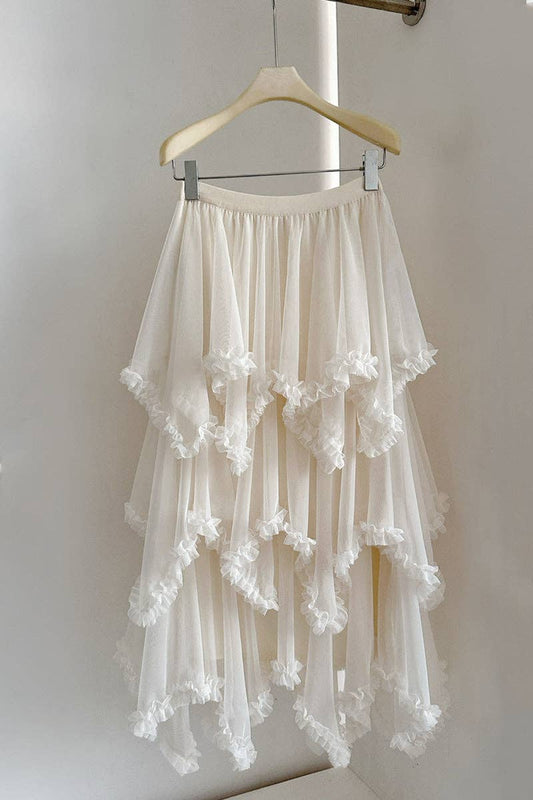Backroads Layered Ruffle Midi Skirt
