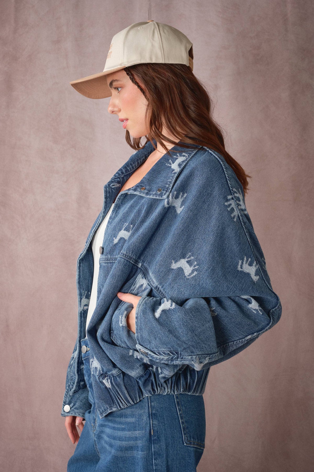 Western Horse Jacquard Denim Jacket