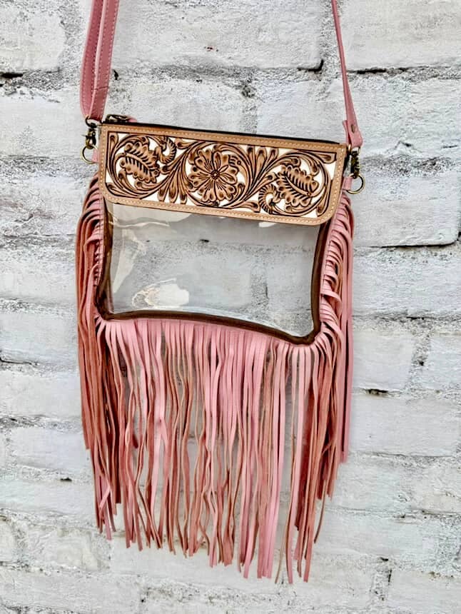 Hand Tooled Clear Purse Crossbody
