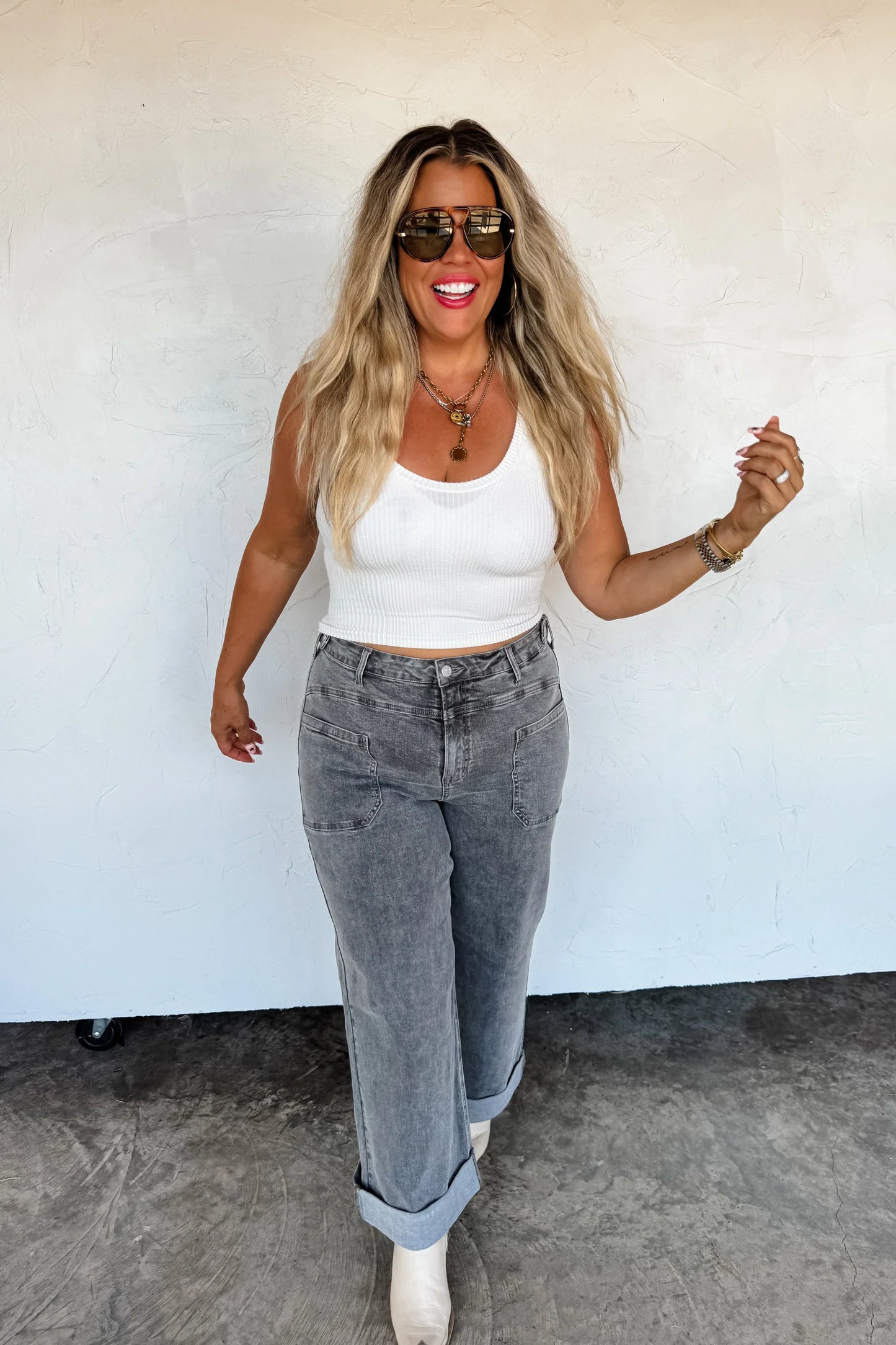 GREY CLOVER FRONT POCKET JEANS