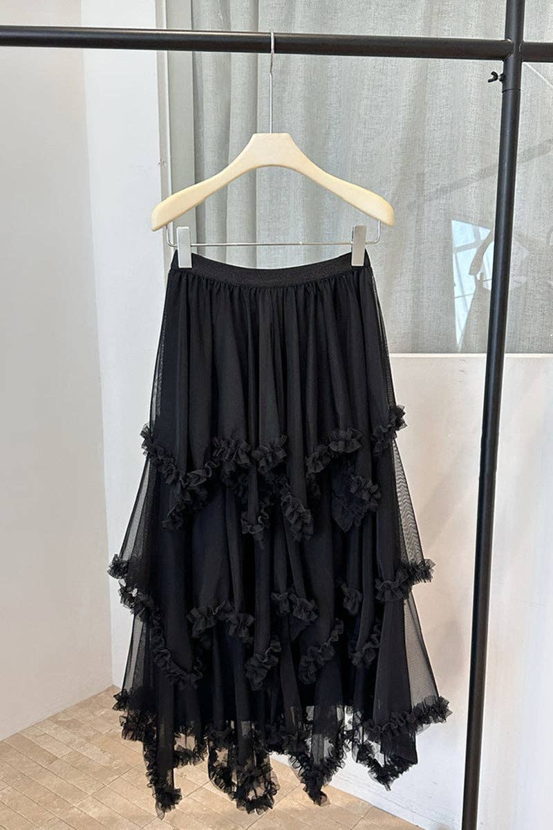 Backroads Layered Ruffle Midi Skirt