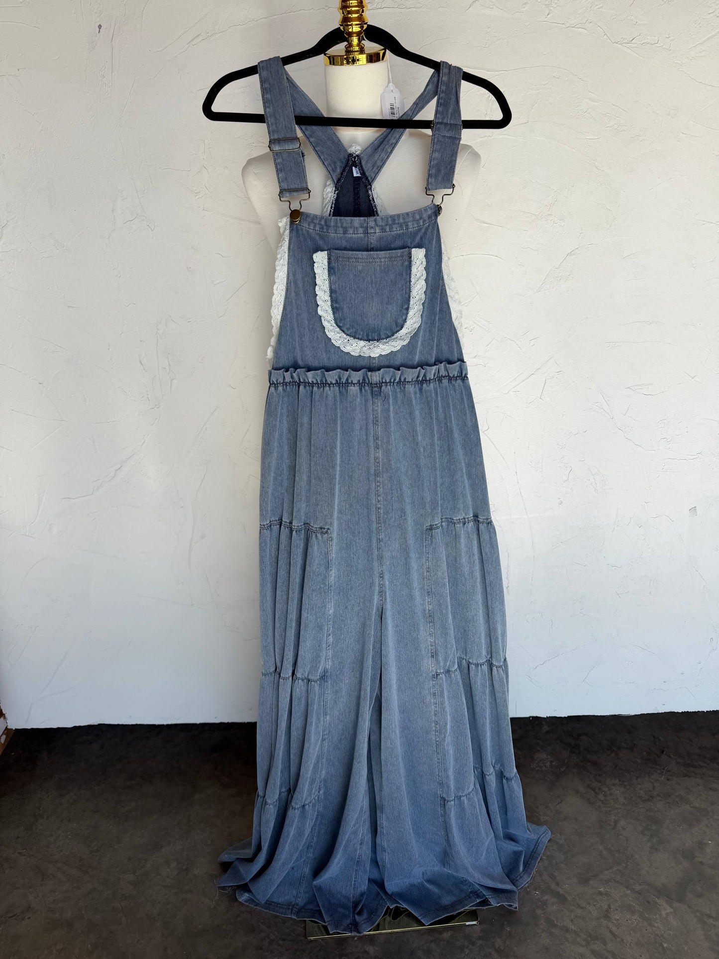 BOHO & LACE DENIM OVERALLS