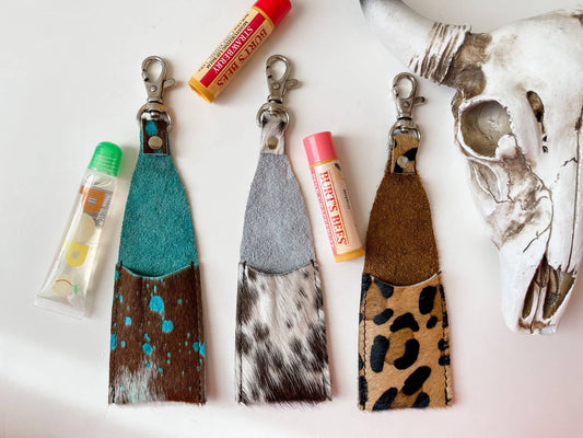 Cowhide Chapstick Case Lip Balm Lipstick Case Holder