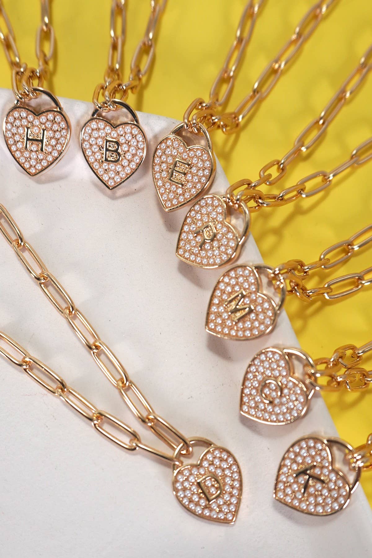 INITIAL HEART LOCK CHARM NECKLACE