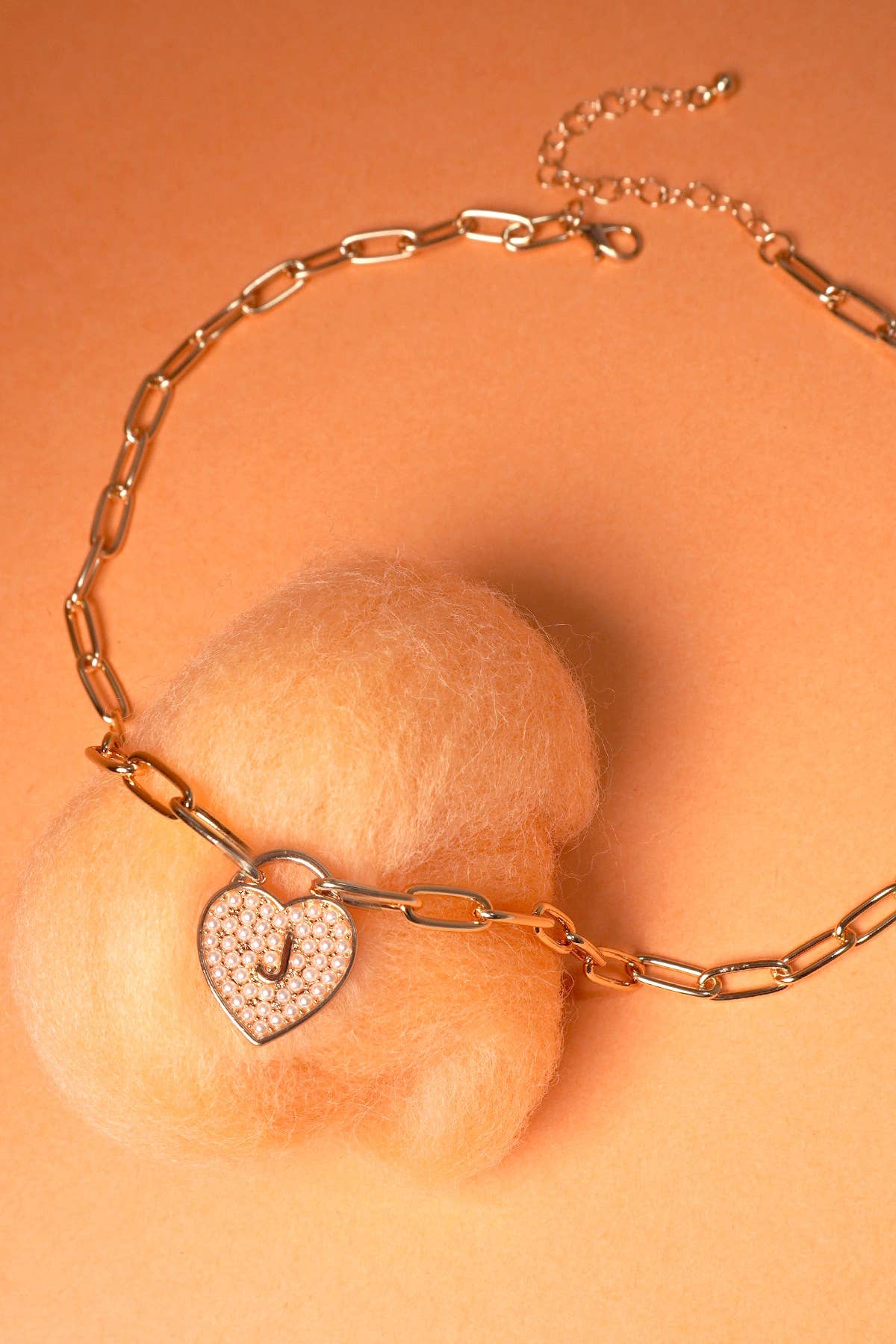 INITIAL HEART LOCK CHARM NECKLACE
