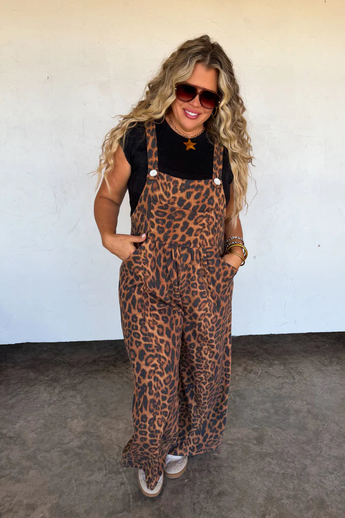 CHEETAH KARLI BOHO OVERALLS