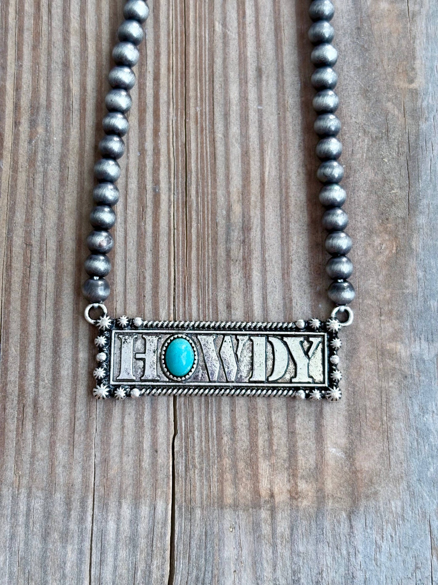 Western Bar Pendant Navajo Pearl Bead Necklace