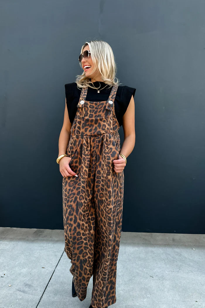 CHEETAH KARLI BOHO OVERALLS