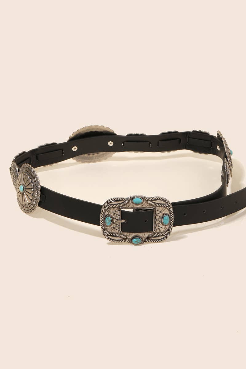 Faux Leather Western Concho Western Belt