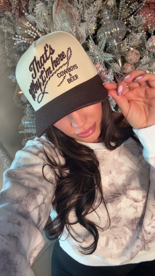 That's Why I'm here Puff Embroidered Trucker Hat