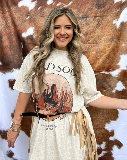 Western Wild Soul Print T Shirt Dress