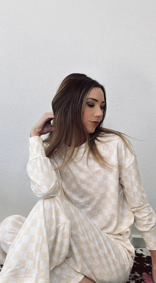 Checker Top and Pants Lounge Set
