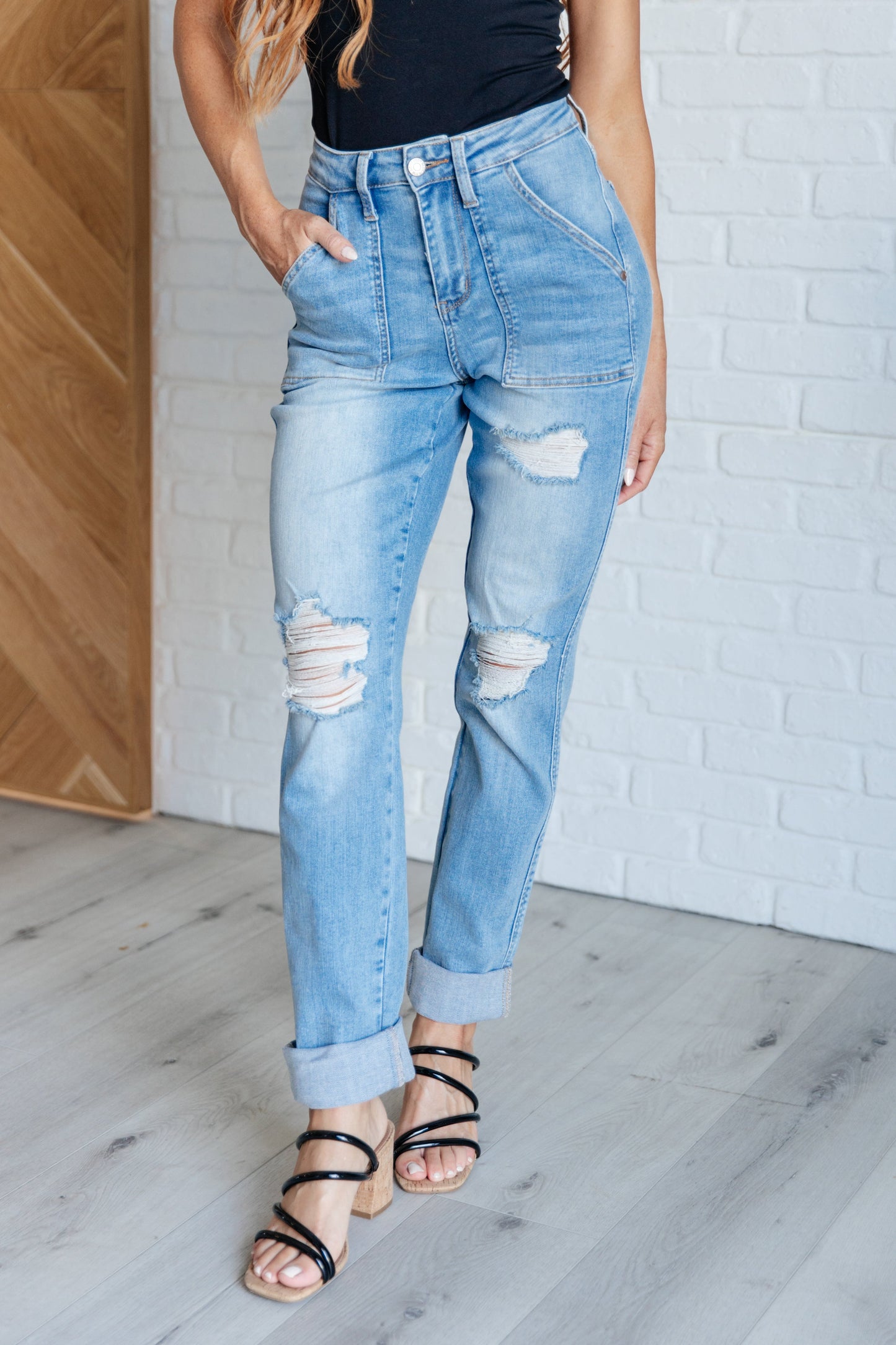 Aiden High Rise Distressed Boyfriend Jeans *Online Only*