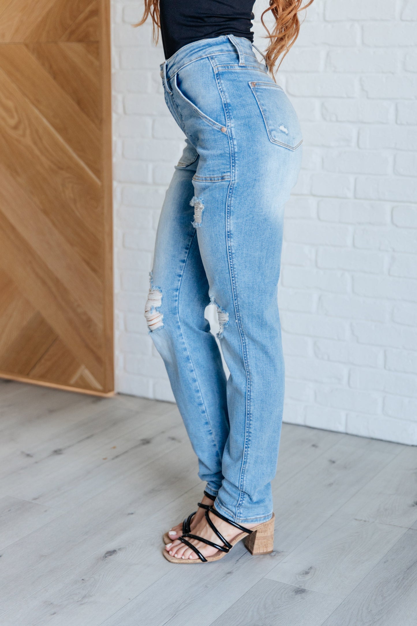 Aiden High Rise Distressed Boyfriend Jeans *Online Only*