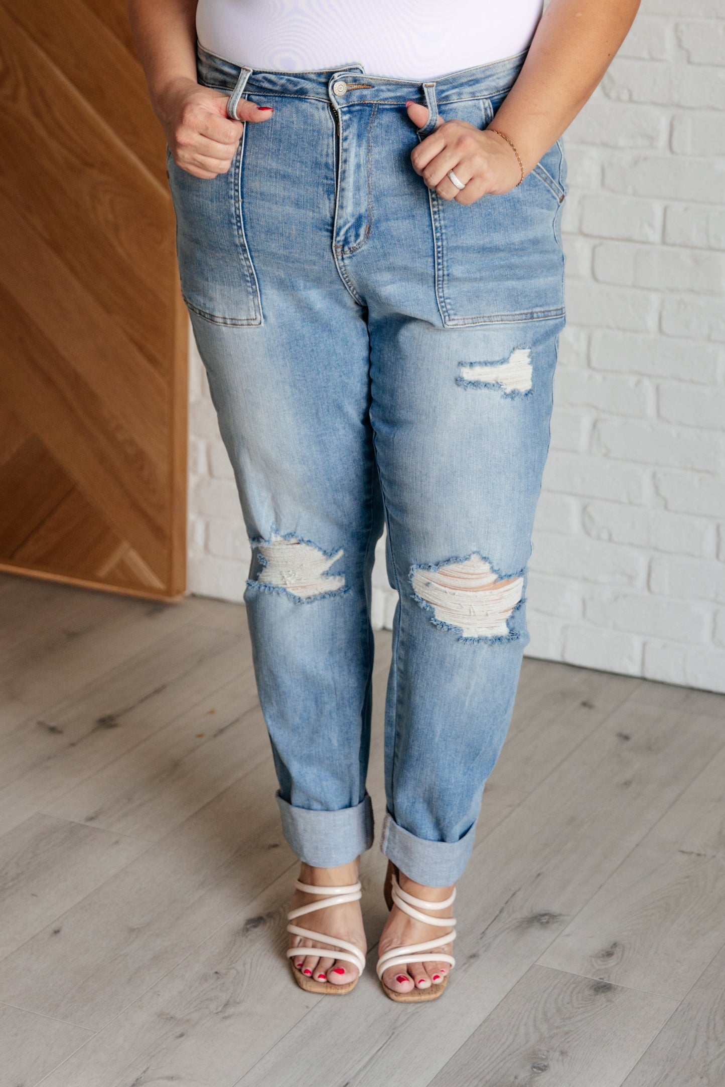 Aiden High Rise Distressed Boyfriend Jeans *Online Only*