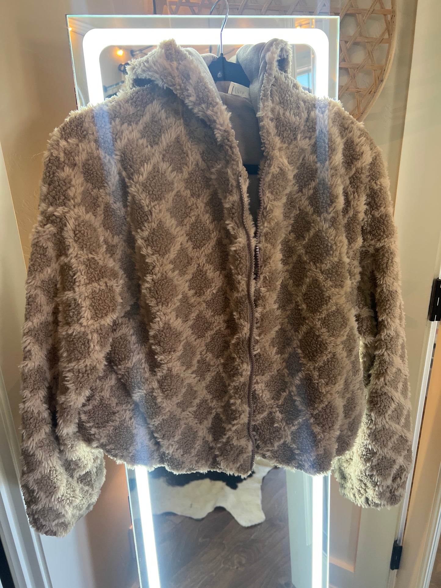 Teddy Fur Mocha Crop Jacket