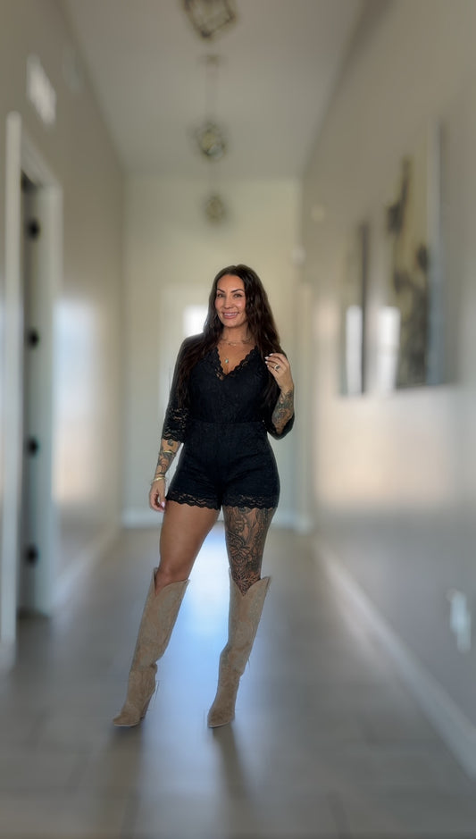 Lainey Lace Up Romper