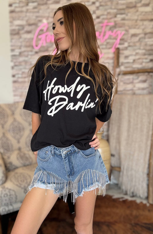 HOWDY DARLIN GRAPHIC BOXY CROP T-SHIRT