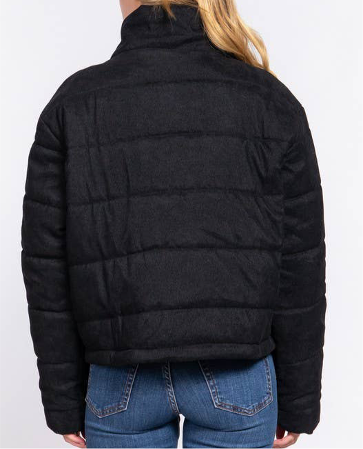 Zip-up Corduroy Puffer Jacket