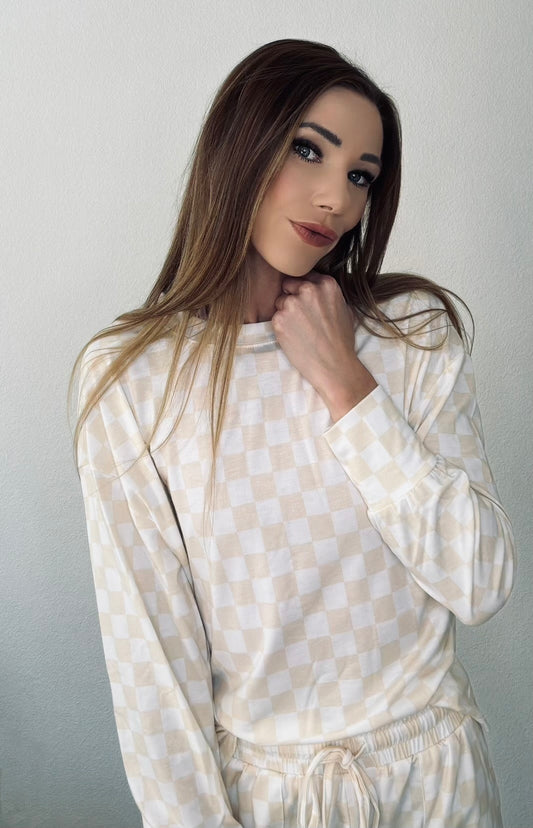 Checker Top and Pants Lounge Set