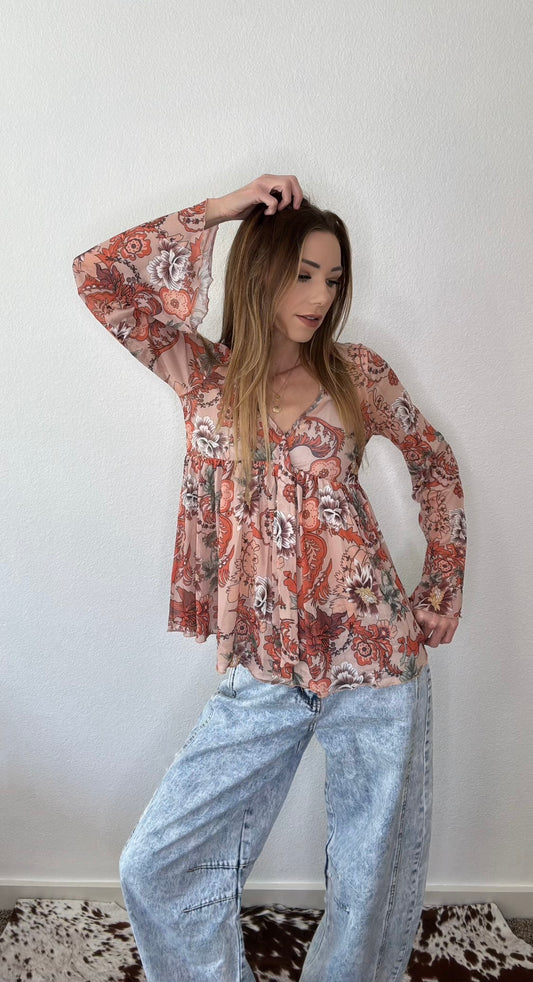 Western Bell Sleeve Blouse