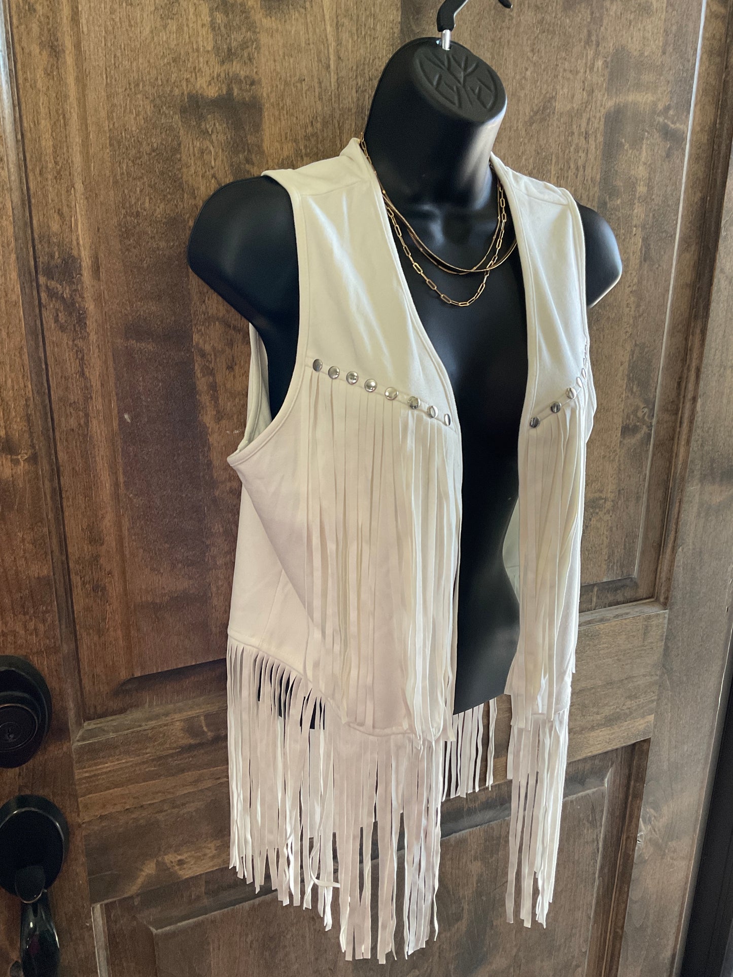 Studded Suede Fringe Vest
