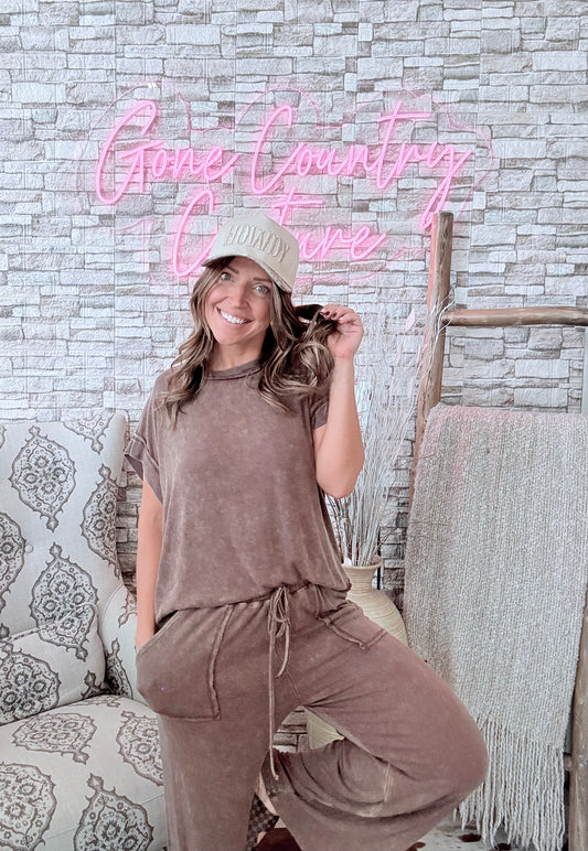 Anna Mineral Wash Ribbed Lounge Set