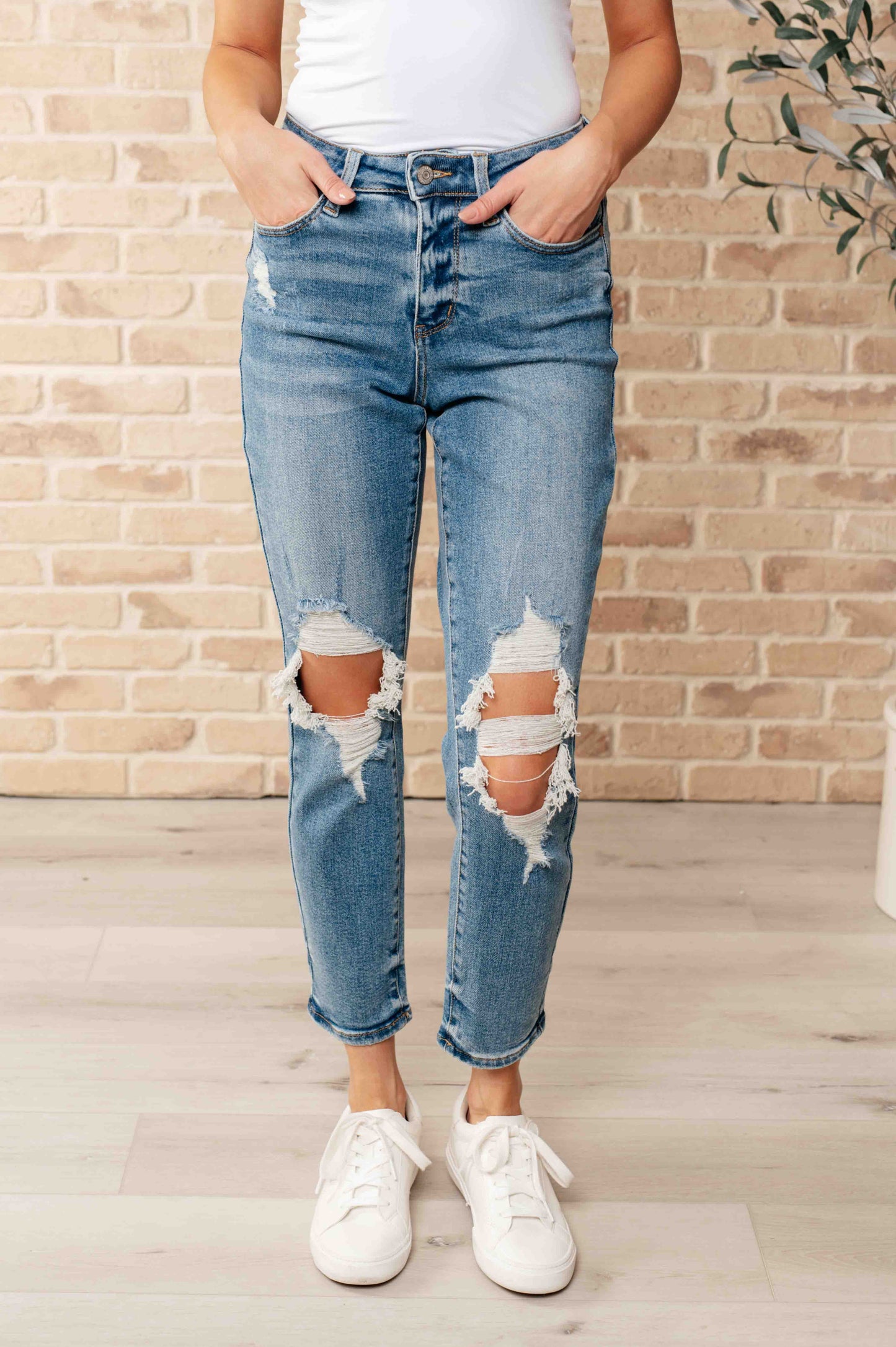 Frankie High Waist Distressed Boyfriend Jeans *Online Only*