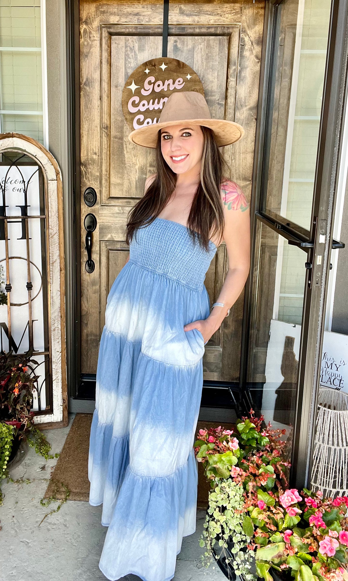 Denim Tube Top Maxi Dress