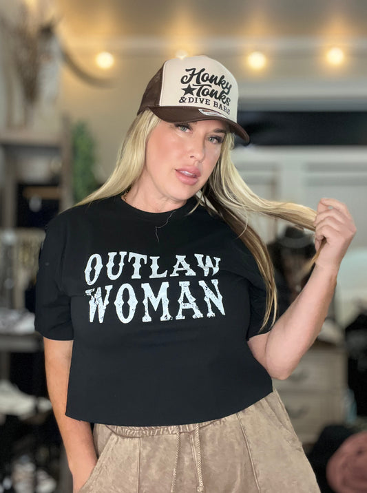 Out Law Woman Graphic Crop Tee