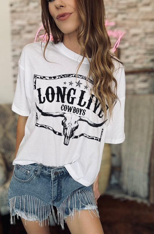 Long Live Cowboy Cow Skull Long Crop