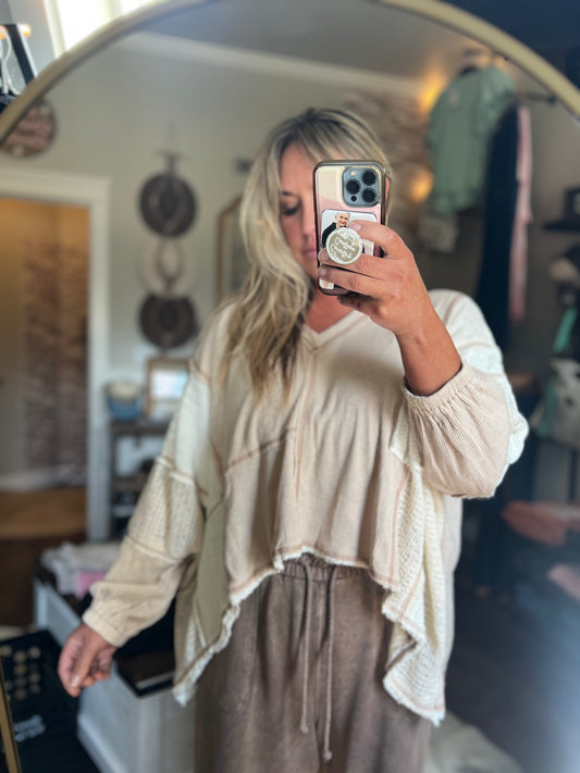 Peyton overlock stitch knit top