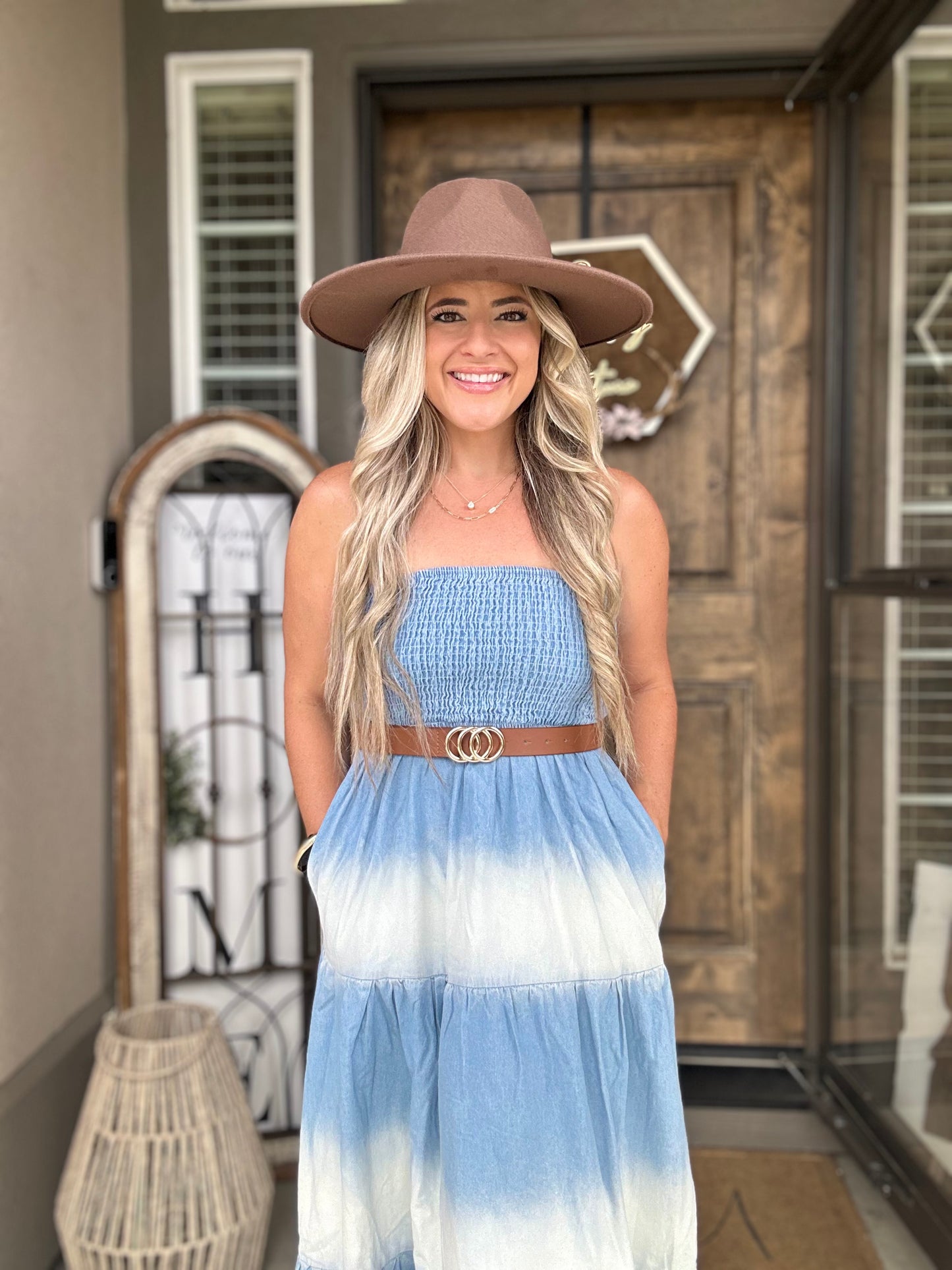 Denim Tube Top Maxi Dress