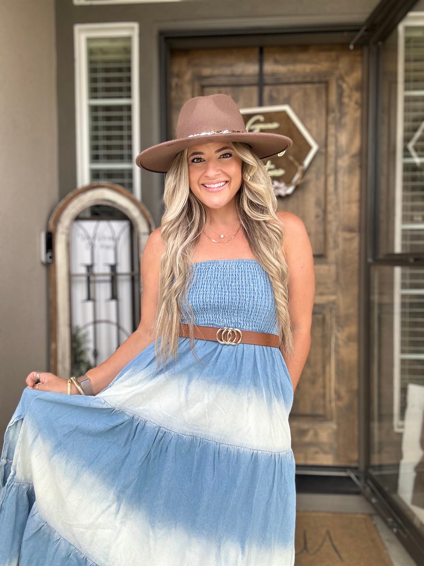 Denim Tube Top Maxi Dress