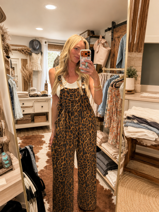 CHEETAH KARYLE BOHO OVERALLS