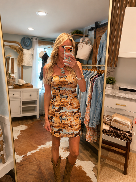 Wild Horses Tube Mini Dress