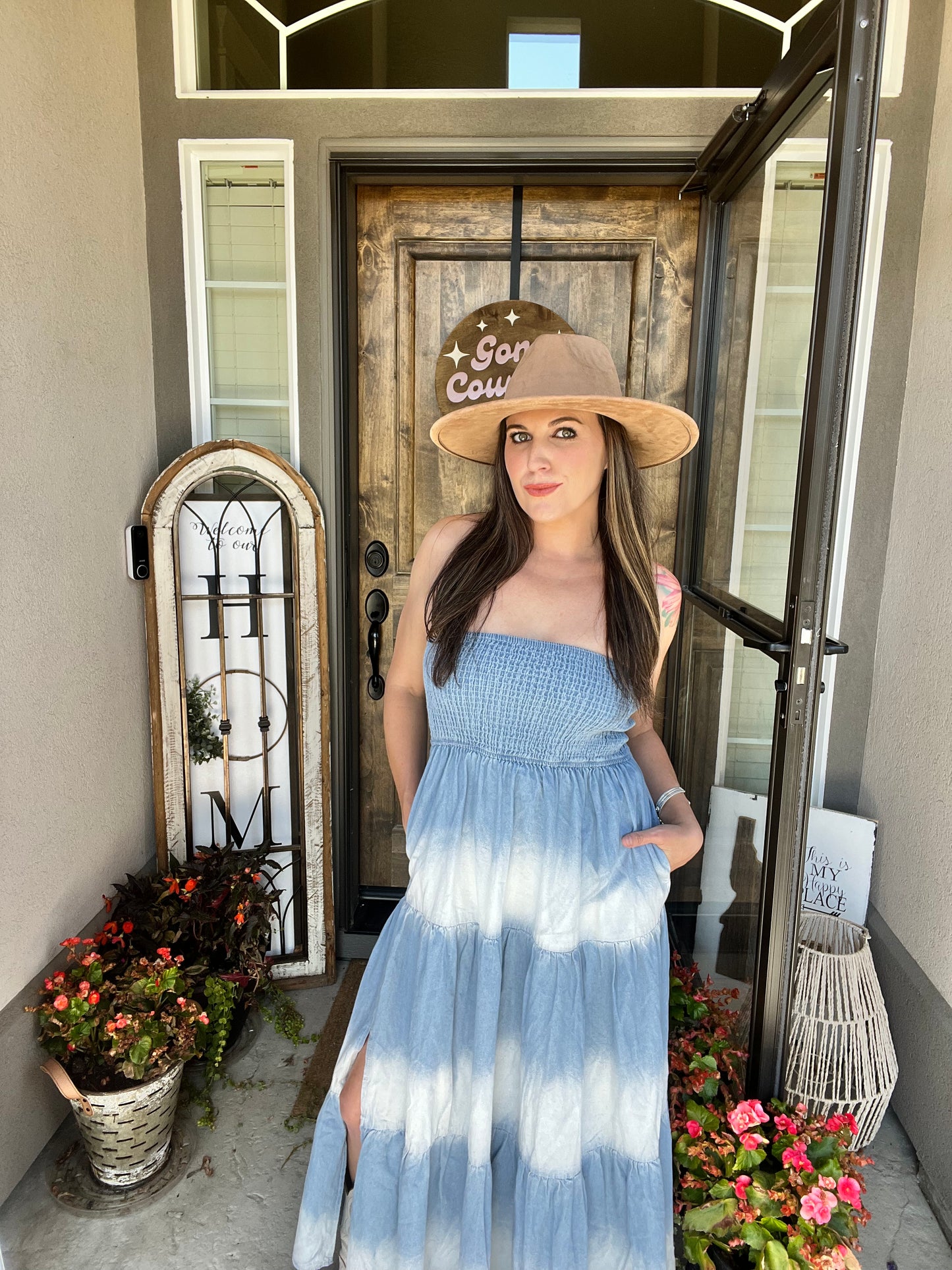 Denim Tube Top Maxi Dress