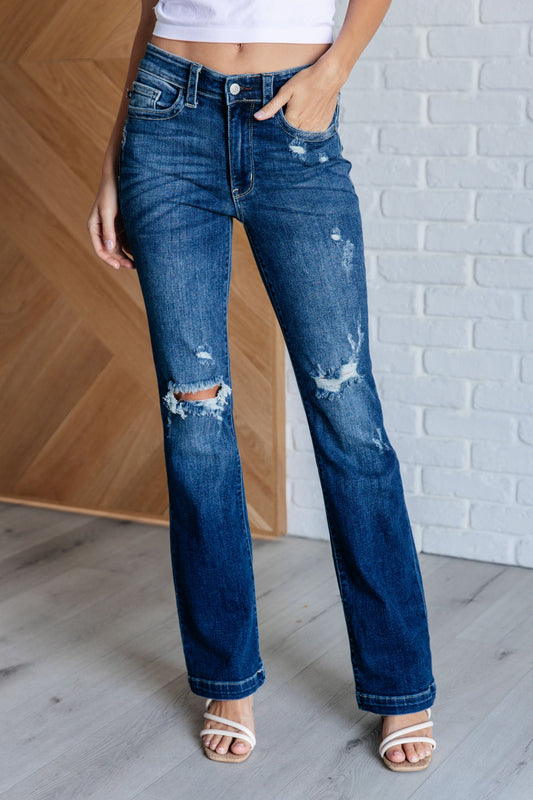 Mid Rise Distressed Bootcut Jeans *Online Only*