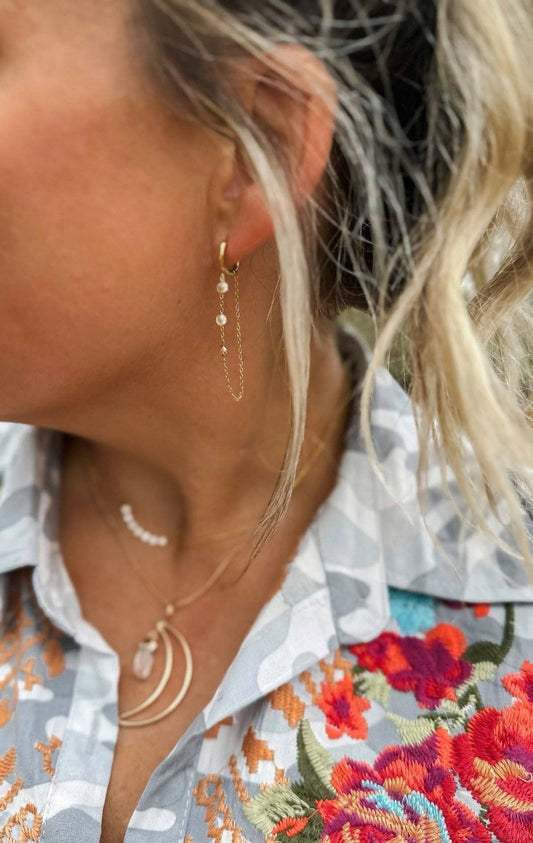 DIAMOND CASCADE HOOP EARRING