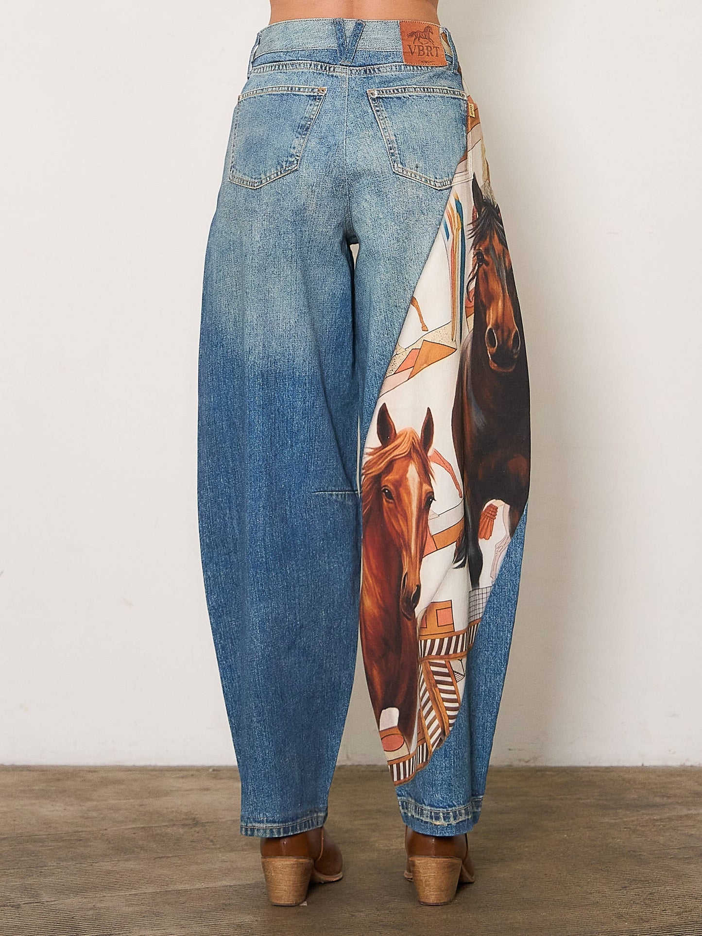 Horse Scarf Print  Baggy Jeans