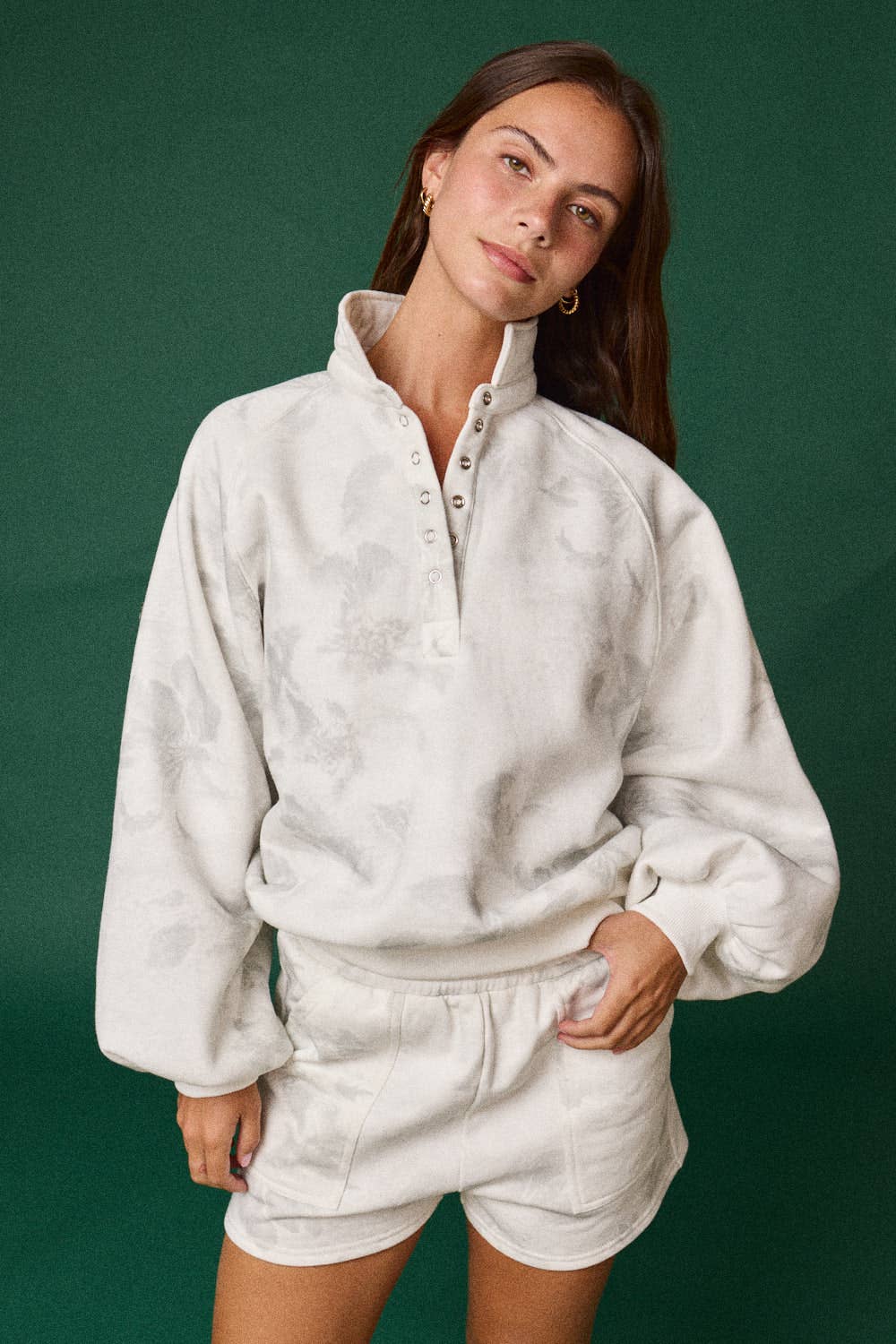 FLORAL PIPER SNAP BUTTON COLLARED SWEATER