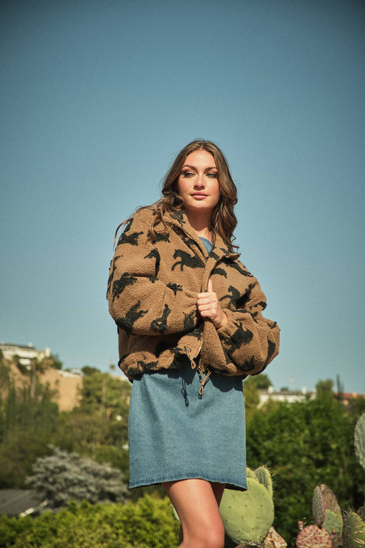 Wild Sherpa Oversized Zip-Up Jacket
