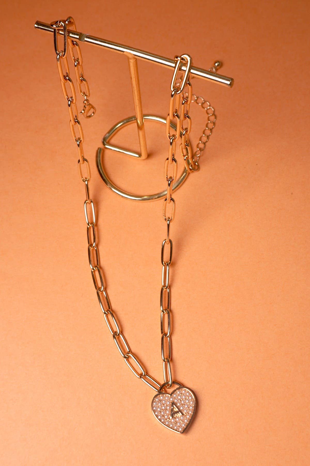 INITIAL HEART LOCK CHARM NECKLACE