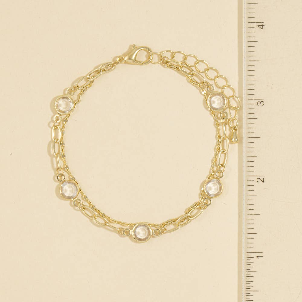 Layered Bezel Crystal Station Bracelet