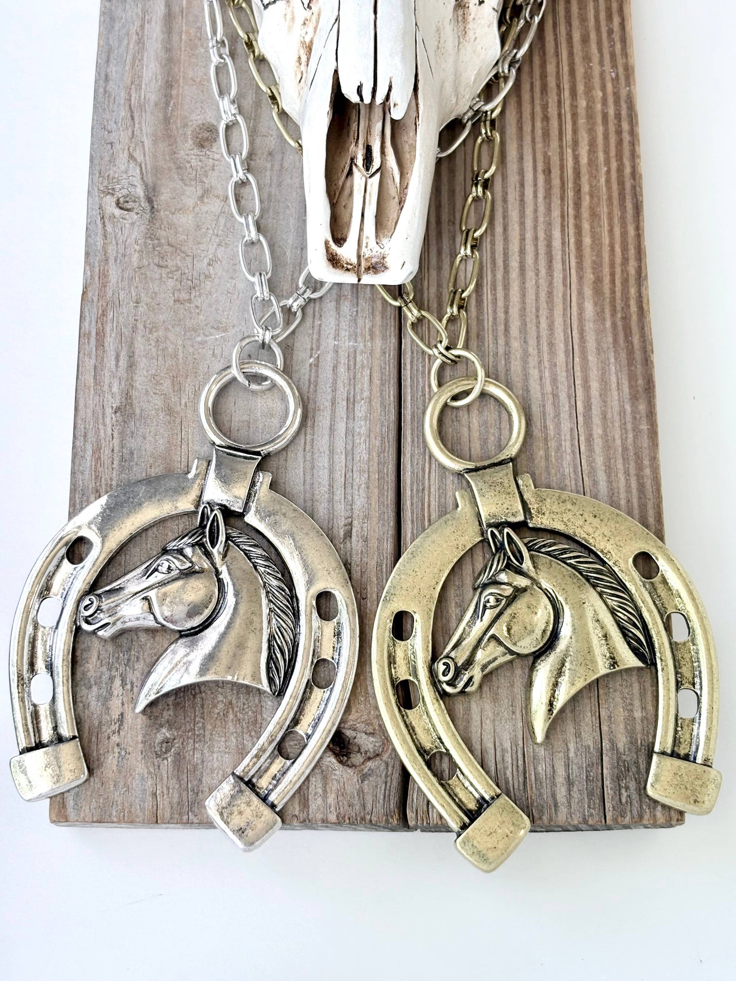 Western Horse with Horseshoe Statement Necklace