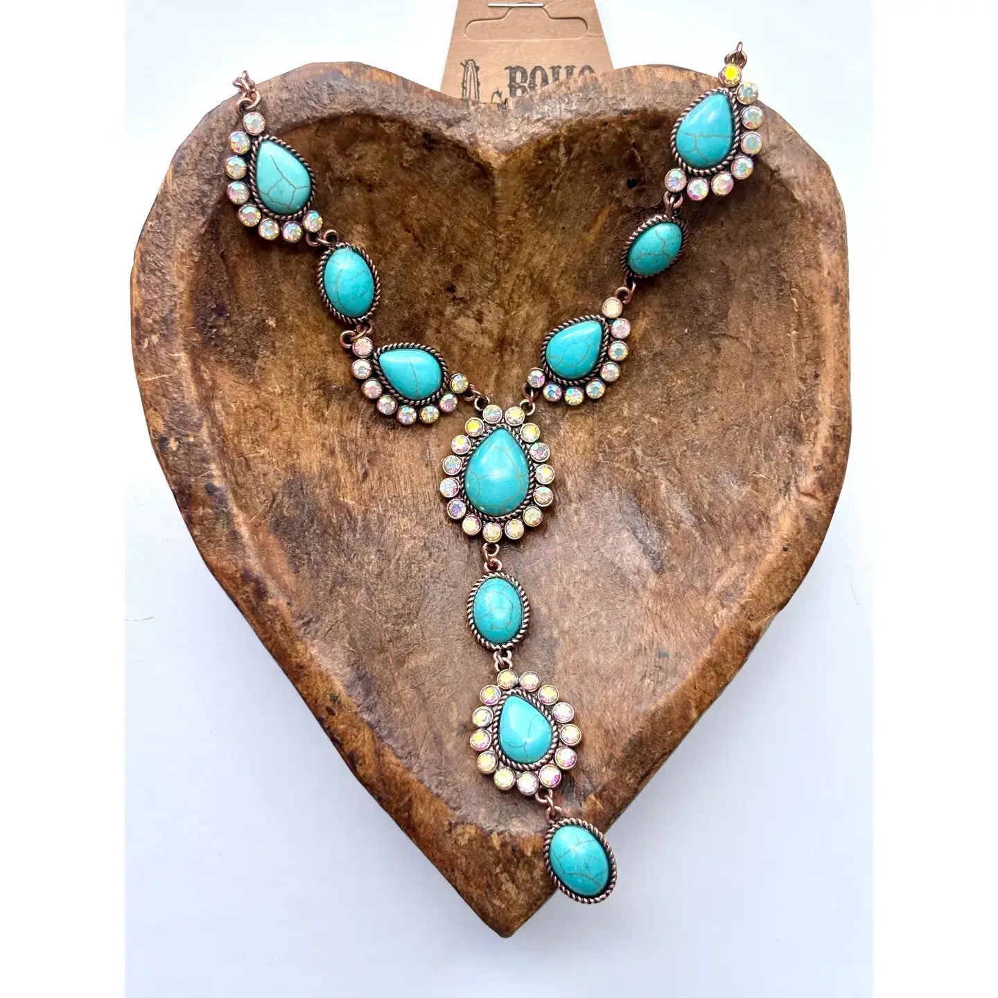 Western Turquoise Stone Y Necklace
