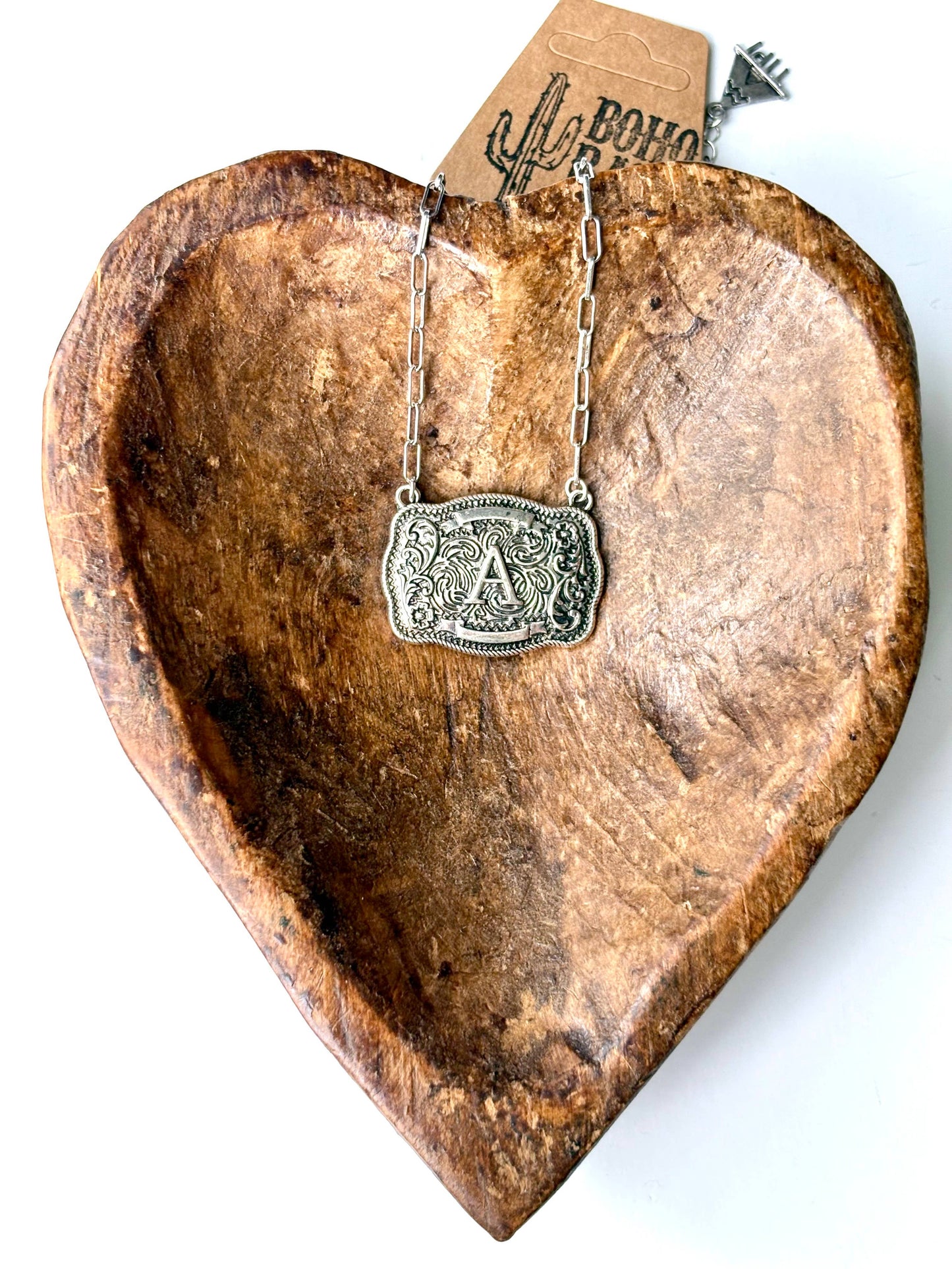 Western Initial Buckle Pendant Necklace