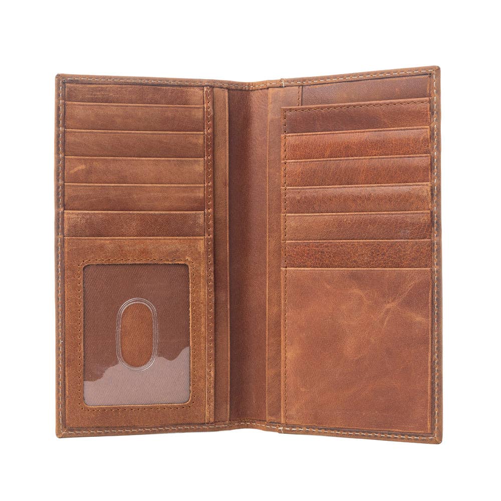 Lariat Crest Hairon Leather Wallet for Men in Rustic Chrome